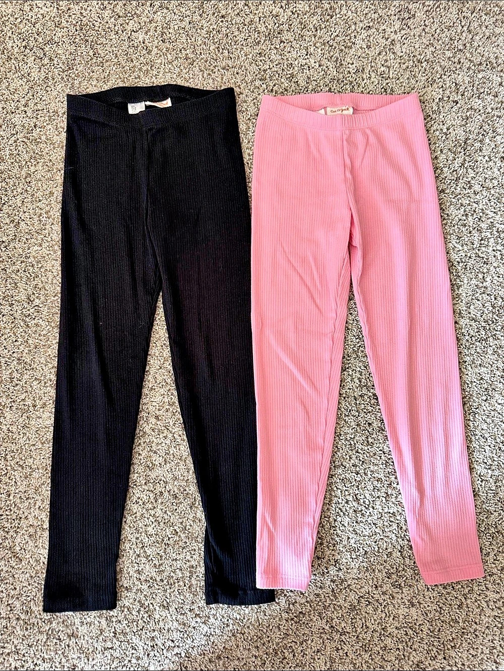 Cat & Jack Ribbed Leggings 2-Pack Girls Medium (8) Pink & Black